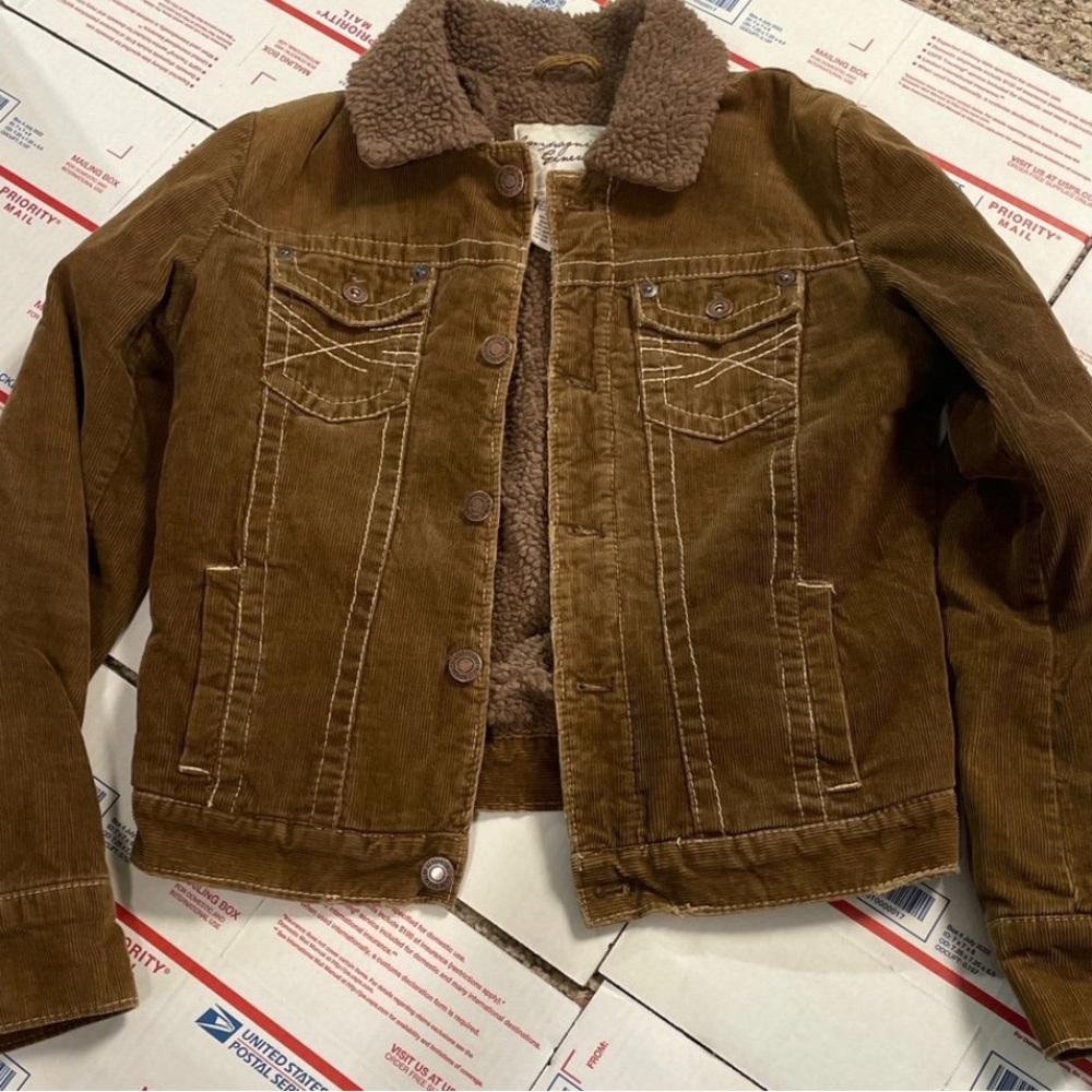 Aeropostale Brown Sherpa-Lined Corduroy Jacket